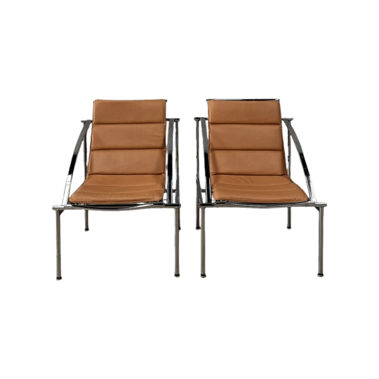 CHROME AND LEATHER LOUNGE CHAIR 1970s