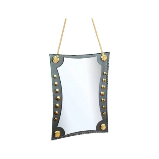 1950s Mid-Century Cristal Art Wall Mirror with Rope Suspension