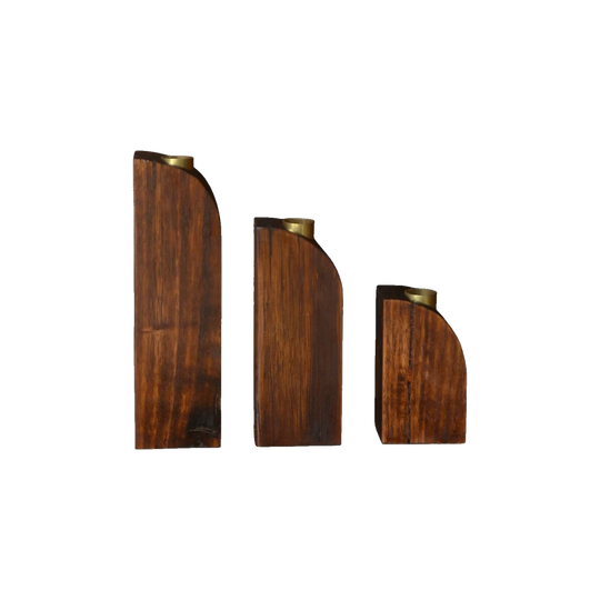 Hardwood Candle Holders | Set of 3 | Handmade Reclaimed Wood