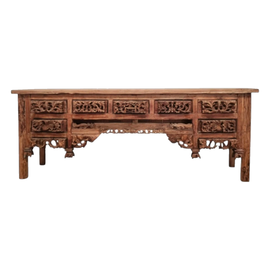 Balinese Hand Carved Vintage Console - Natural