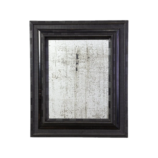Antique Flemish Ebonised Ripple Mould Mirror