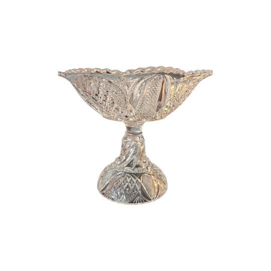 Antique 1896 Tarentum "Harvard Yard" Ruffled Compote Hollow Twist Stem EAPG