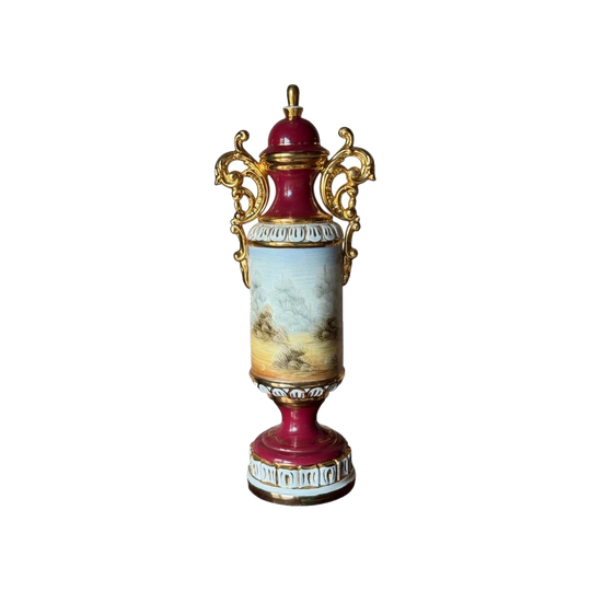 Vintage Handpainted Italian Porcelain Lidded Urn By Ramgi