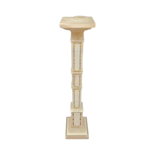 Antique Pietra Dura Alabaster Pedestal