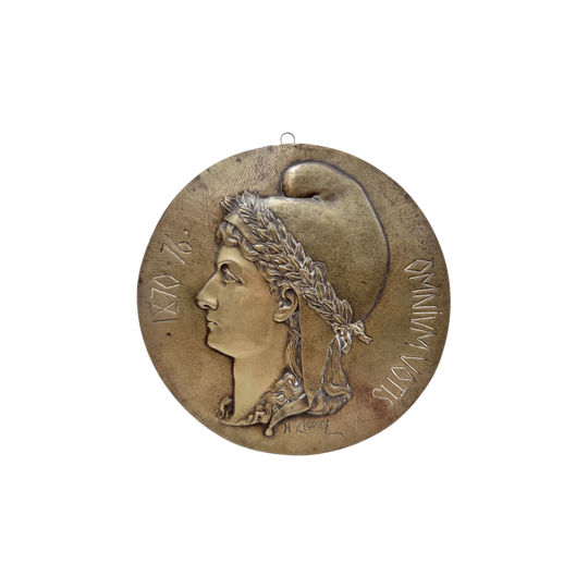 Antique French Bronze Signed Wall Plaque 1870's.