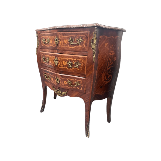Antique Louis XV style Rosewood Marble Top Commode
