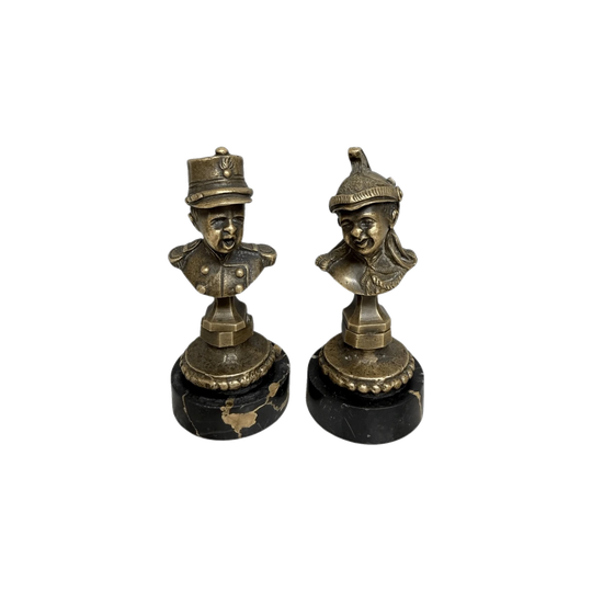 Rare Pair Bronze Napoleon III Children Busts