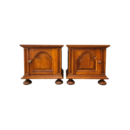Pair of French Oak Gothic Style Bedsides