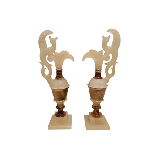 Antique Pair of Alabaster Urns