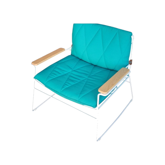 Jardan Seb Lounge Chair – Mid‑Century Inspired Contemporary Australian Design, Powder‑Coated Steel Frame, Solid Oak Armrests, Turquoise Upholstery