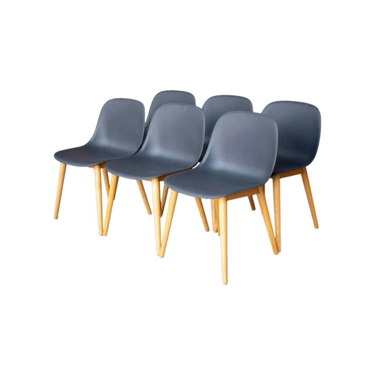 Muuto Fiber Side Chairs by Iskos‑Berlin – Wood Base, Set of Six
