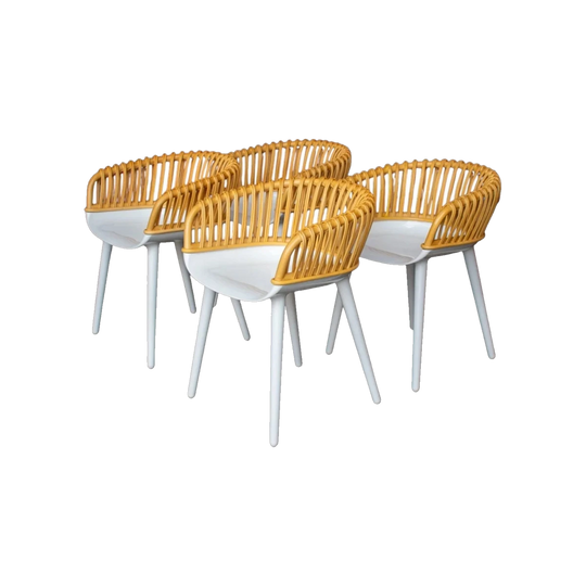 Magis Cyborg Club Chairs by Marcel Wanders, Italy – Set of 4, Polypropylene and Rattan
