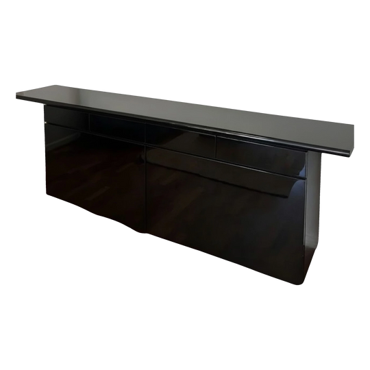 Sheraton Sideboard by Giotto Stoppino & Lodovico Acerbis for Acerbis, 1977 – Piano Black Lacquer, Large-Format, Original Italian Production