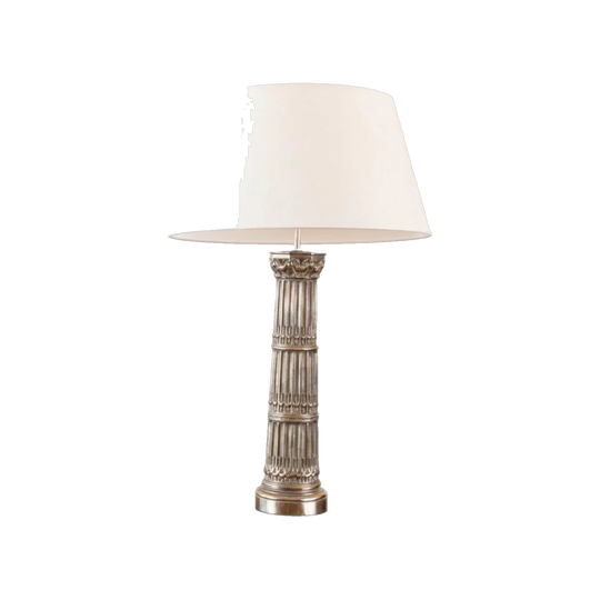 A Silvered Metal Column Table Lamp