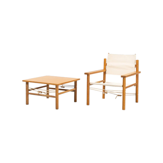 Rare Danish Safari Chair & Table