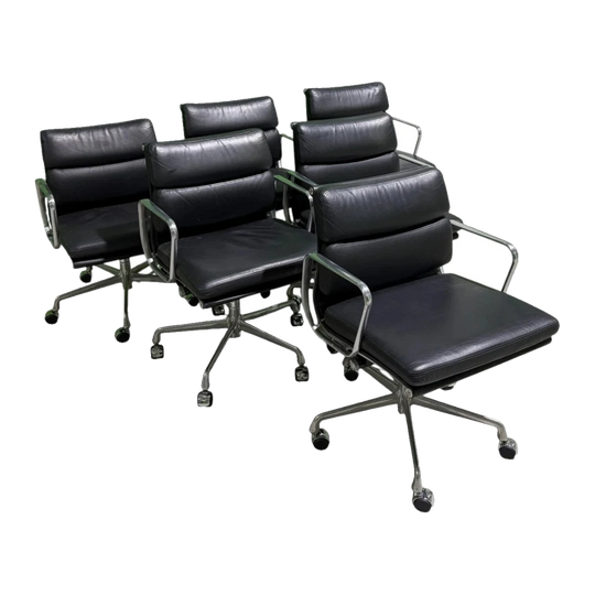 Set of 6 - Eames Soft Pad Low Back Chairs in Black