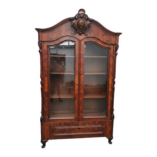 Late 19th Century History Flame Mahogany Display Cabinet