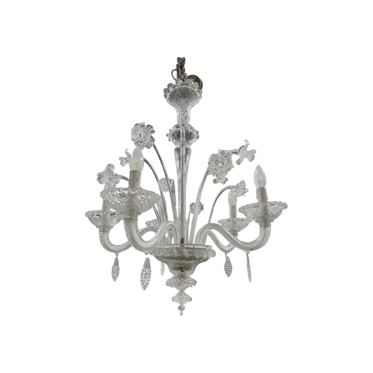 Italian Murano Clear Floral Chandelier