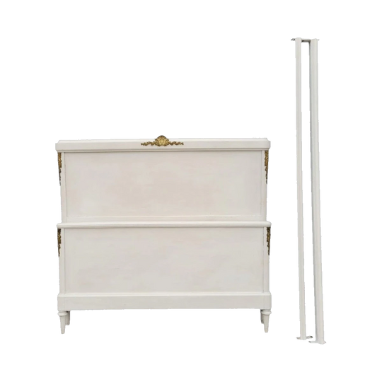 French Louis 16th Style Chalk Painted Queen Size Bed