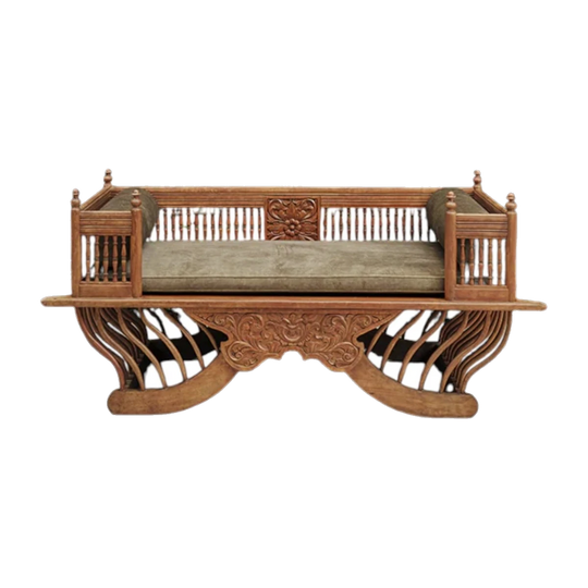 Antique Teak/Velvet Indian Daybed