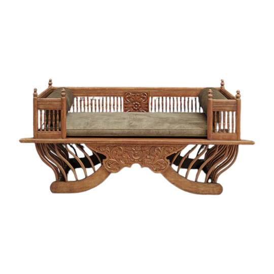Antique Teak/Velvet Indian Daybed