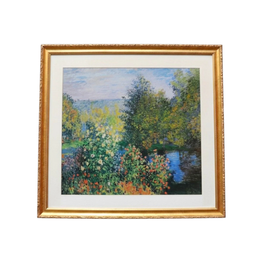 Claude Monet A Corner in the Garden at Montgeron print in gilt frame. B13024