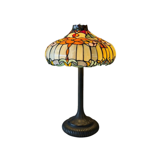 Vintage Art Nouveau Style Table Lamp with Leadlight Shade