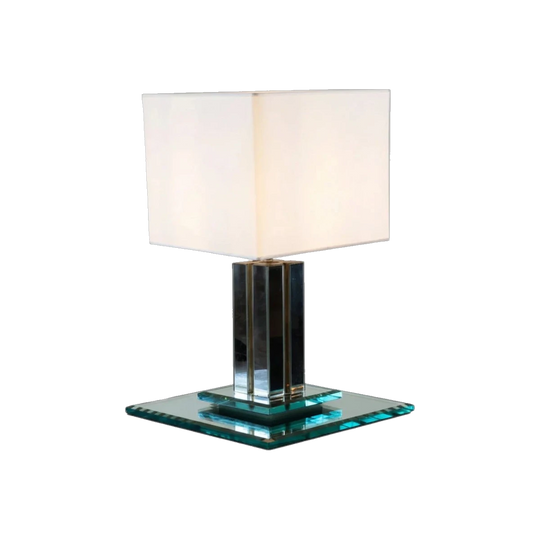 A Modernist Glass and Chrome Table Lamp, Mid to late 20th Century