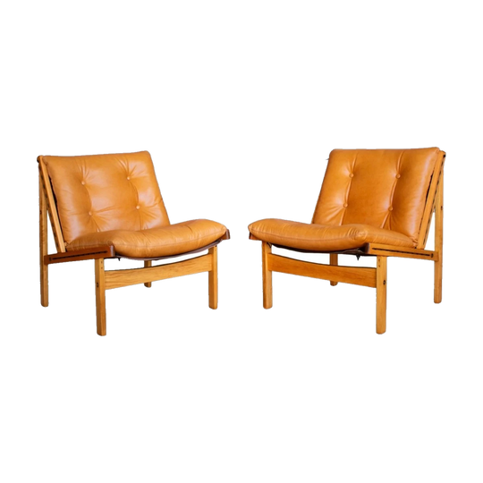 Pair of Hunter Chairs by Torbjørn Afdal for Bruksbo — Butterscotch Leather