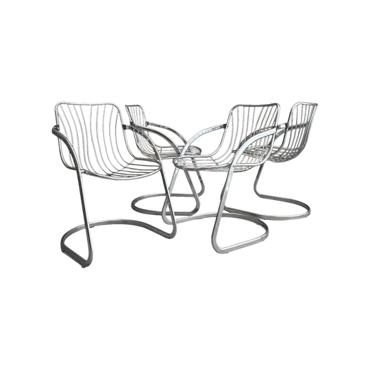 Vintage Chrome Cantilever Gastone Rinaldi Style Chairs