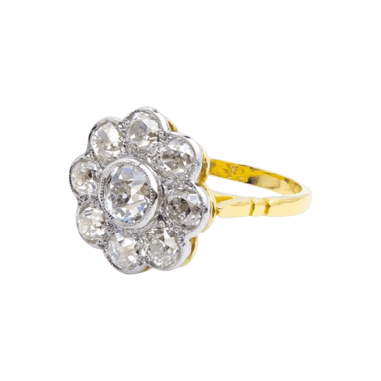 Diamond 'Daisy' Ring in 18kt Gold & Platinum