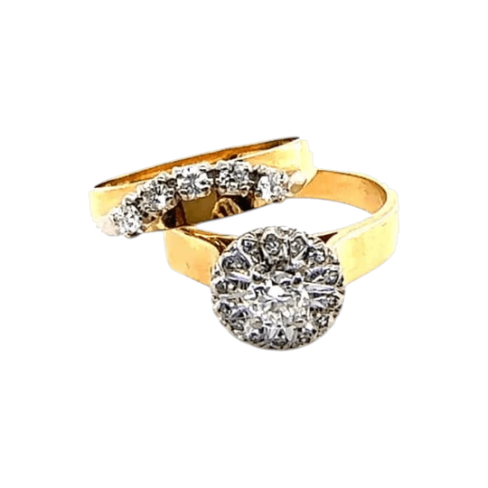 18ct yellow and white gold brilliant cut diamond ring set c.1940