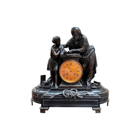 French bronze figured mantle clock c.1870