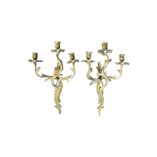 Pair 19th century French bronze wall sconces c.1890