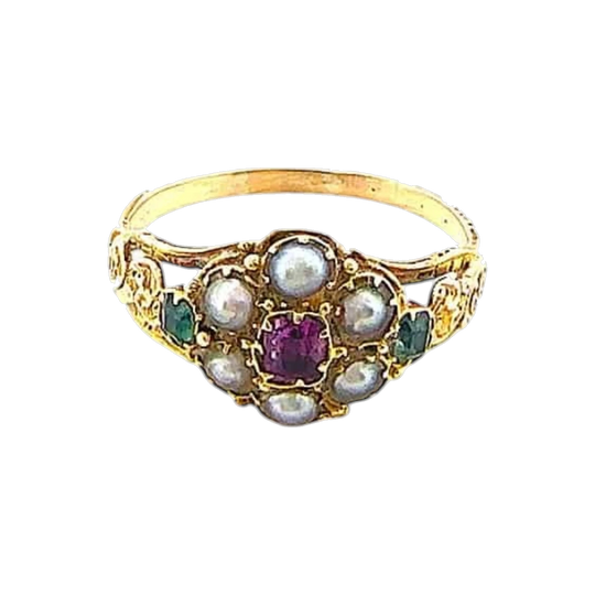 Antique 15ct forget-me-not ring c.1810