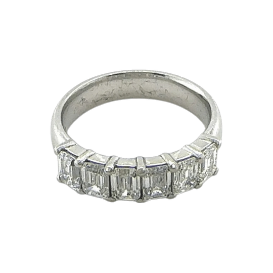 Platinum emerald cut diamond wedding eternity ring