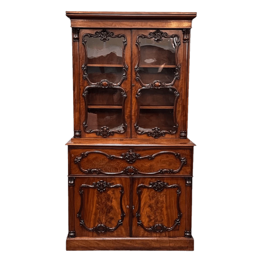 Superb William IV 2 section Cuban mahogany secretaire c.1830