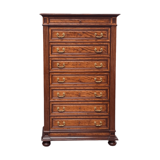 19th century French satinwood 8 drawer chest with gilt bronze handles c.1870