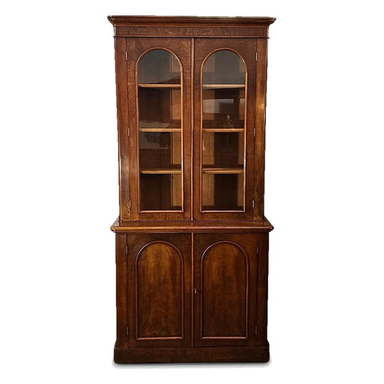 English mahogany 2 section bookcase of narrow proportions c.1850