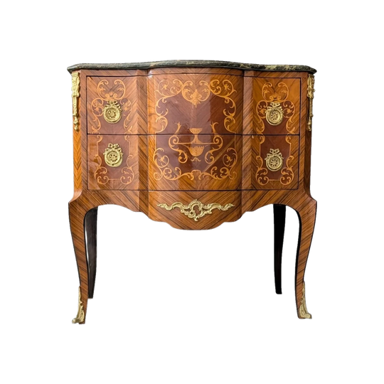 Circa 1930 French Louis XV Style Commode with Marble Top