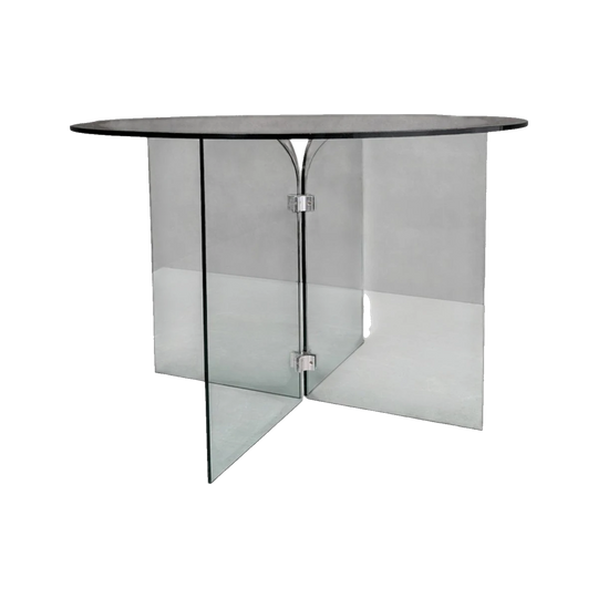 Vintage Minimalist Leon Rosen Style Architectural Glass Dining Table