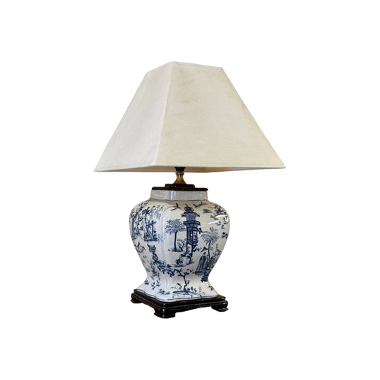 Vintage Blue and White Chinoiserie Table Lamp