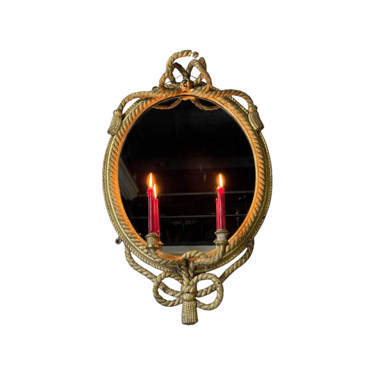 Antique 19th Century Gilt Girandole Mirror, Louis XVI Style