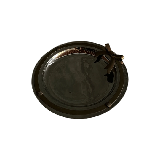 Vintage Silver plated tray with brass bow