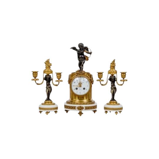 19th Century French three piece clock set
