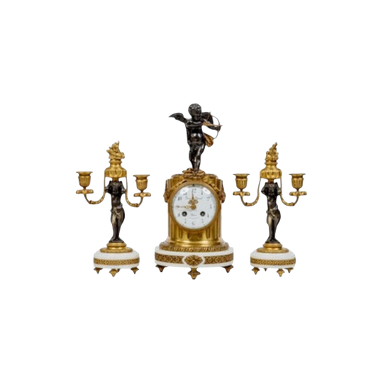 19th Century French three piece clock set