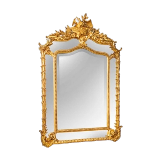 French 19th century Louis XV style gilt cushion mirror