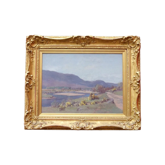 George Houston RSA Original Oil on Canvas Spring Scottish Countryside Landscape. B13041