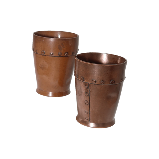Pair of Doulton Lambeth Copper Ware beakers