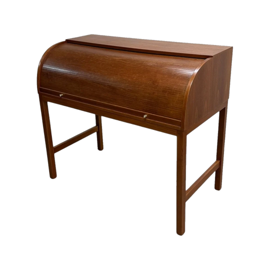 Mid Century Danish Teak Roll Top Desk - Restored